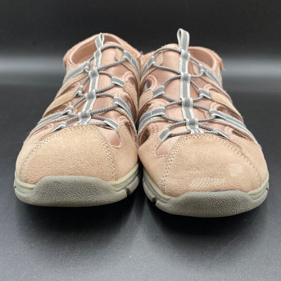Lands’ End Sport Sandals Pink/Gray Leather Adjustable Hook & Loop Women Size 10 - Picture 3 of 10